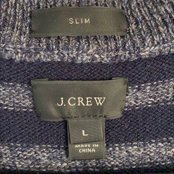 J.Crew striped Navy Sweater with button shoulder - Picture 2 of 3